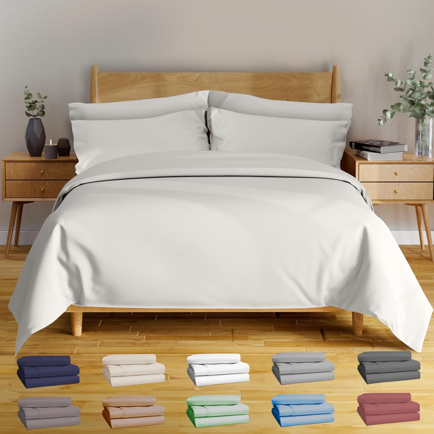 BAMPURE Luxury Series Full Sheet Set - Soft Bamboo Cooling Sheets
