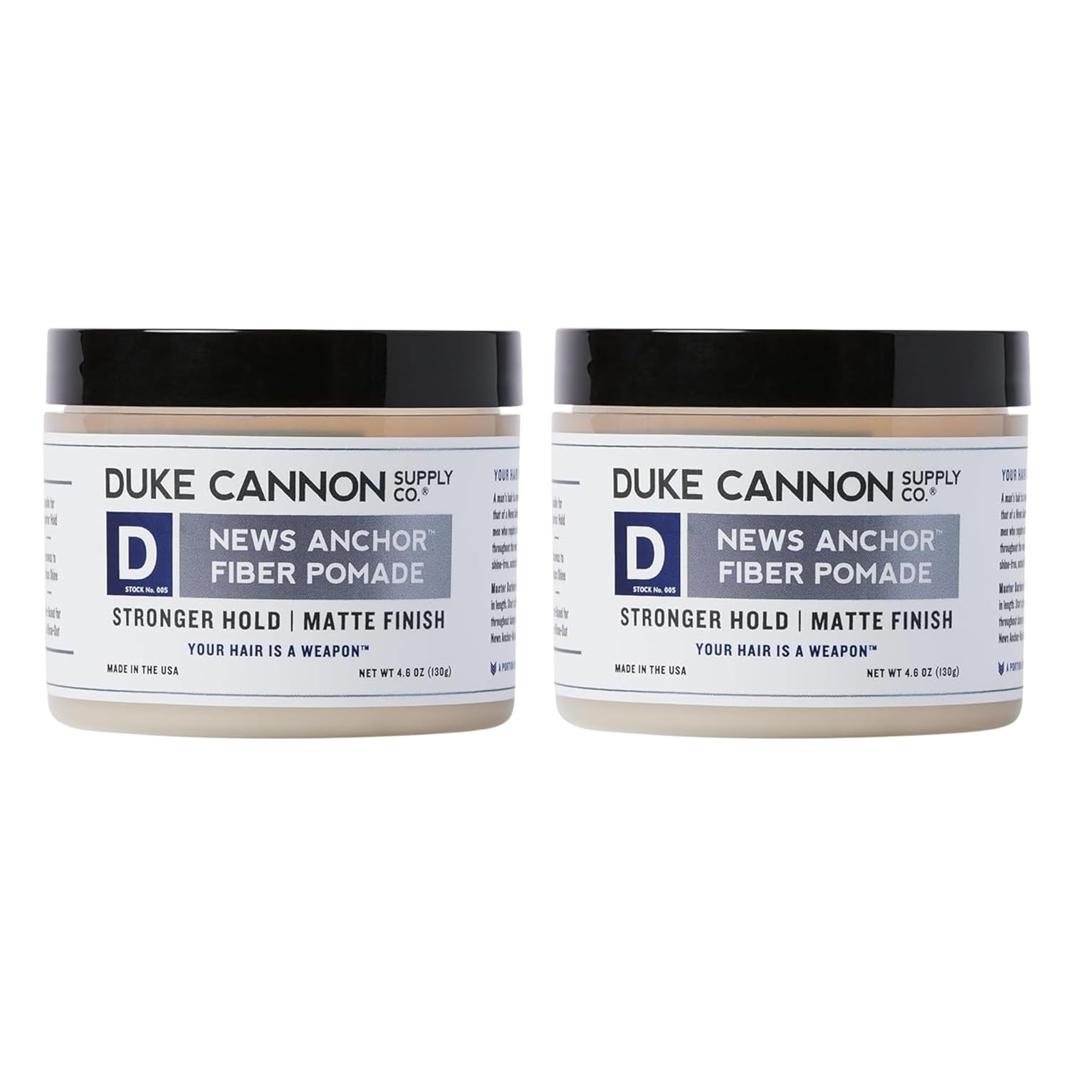 Duke Cannon News Anchor Fiber Pomade 2-Pack for Strong Hold