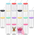 20 Pack Sublimation Glass Cups with Colored Lids - DIY Party Set