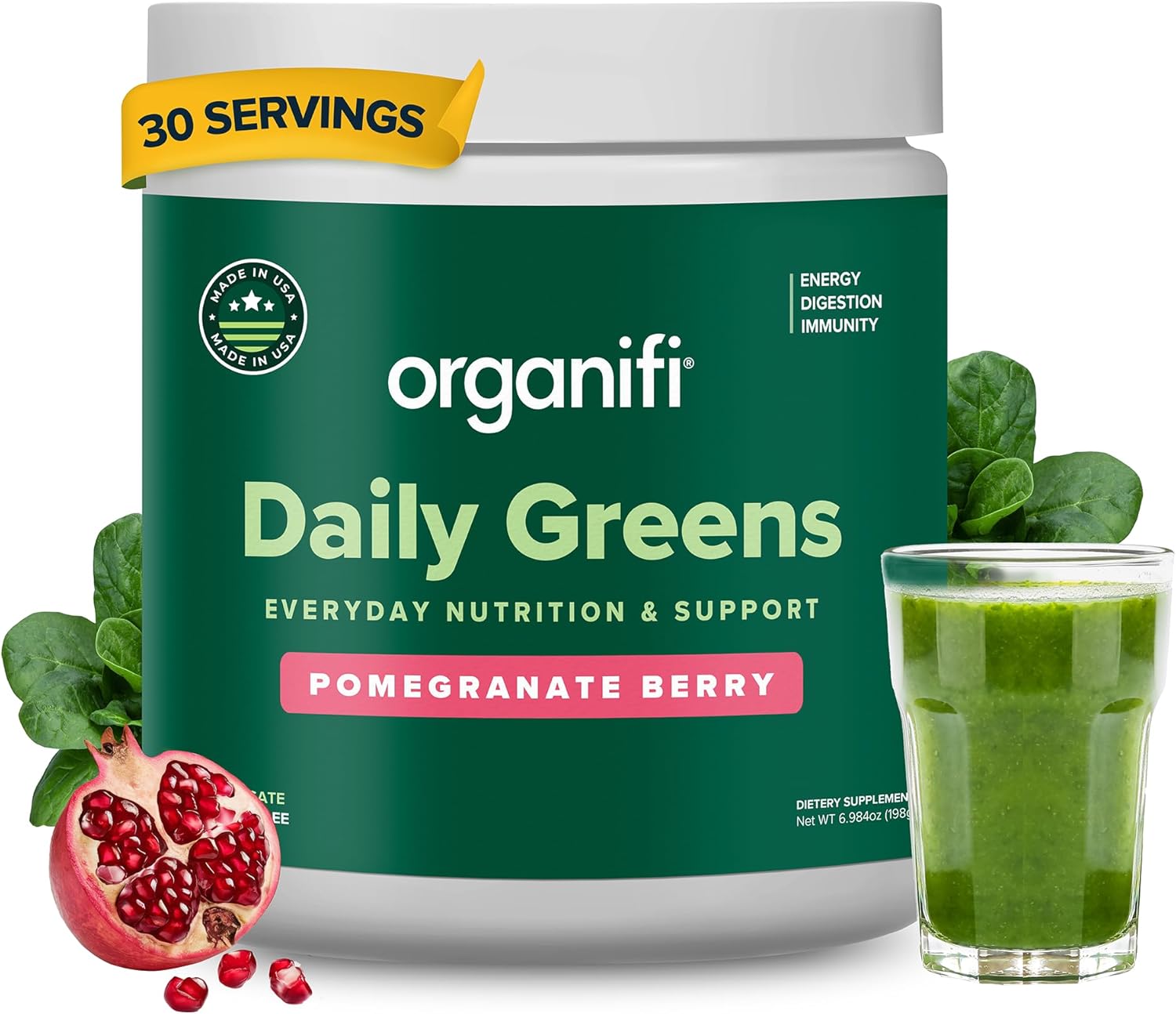 Organifi Daily Greens Powder for Energy, Digestion, Immunity
