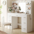 YESHOMY Vanity Desk with 10 Lights, Power Outlet, 3 Color Modes