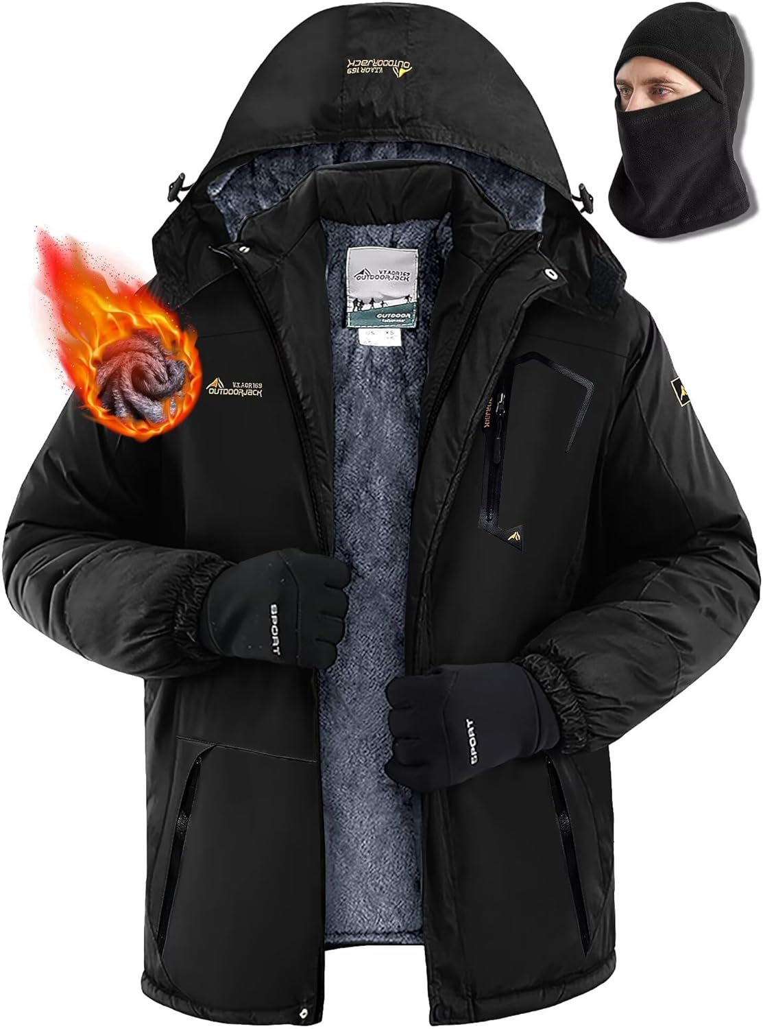 WOSONG Men's Winter Coat: Fleece-Lined, Waterproof & Windproof