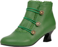 Women's Ankle Boots Low Heels Lace Buttons Round Toe Side Zipper