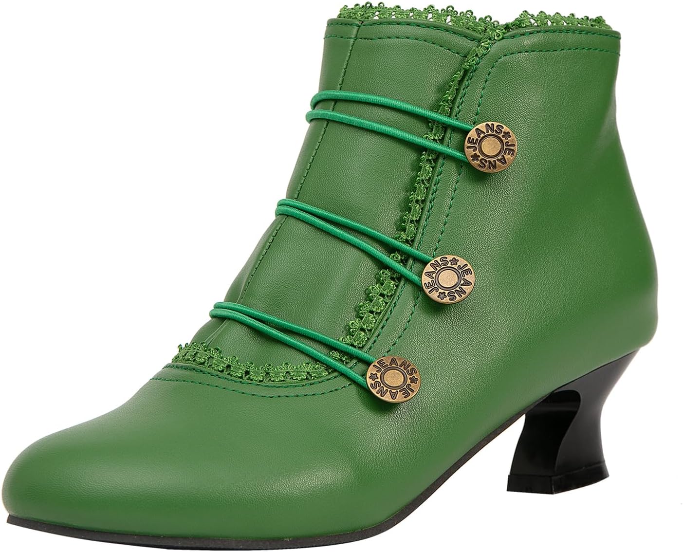 Vintage Style Women's Ankle Boots with Low Heels and Zipper