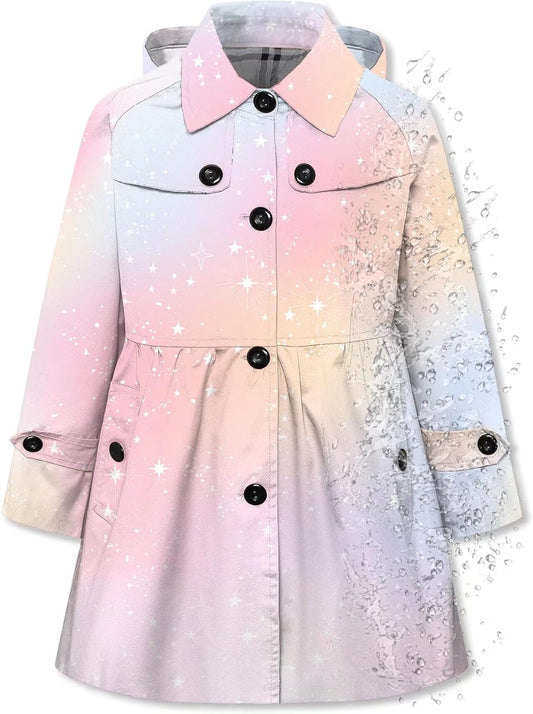 Betusline Girl's Hooded Rain Jackets for Stylish Rainy Days