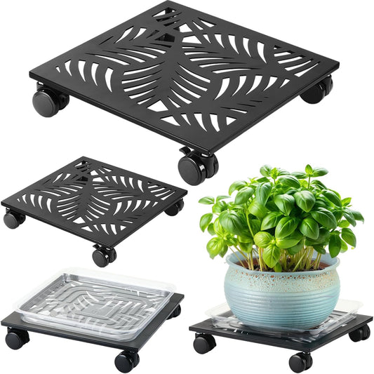Heavy-Duty Metal Plant Caddy with Wheels for Easy Mobility