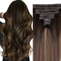 Straight Clip In Hair Extensions 8Pcs 24in Balayage Dark to Chestnut