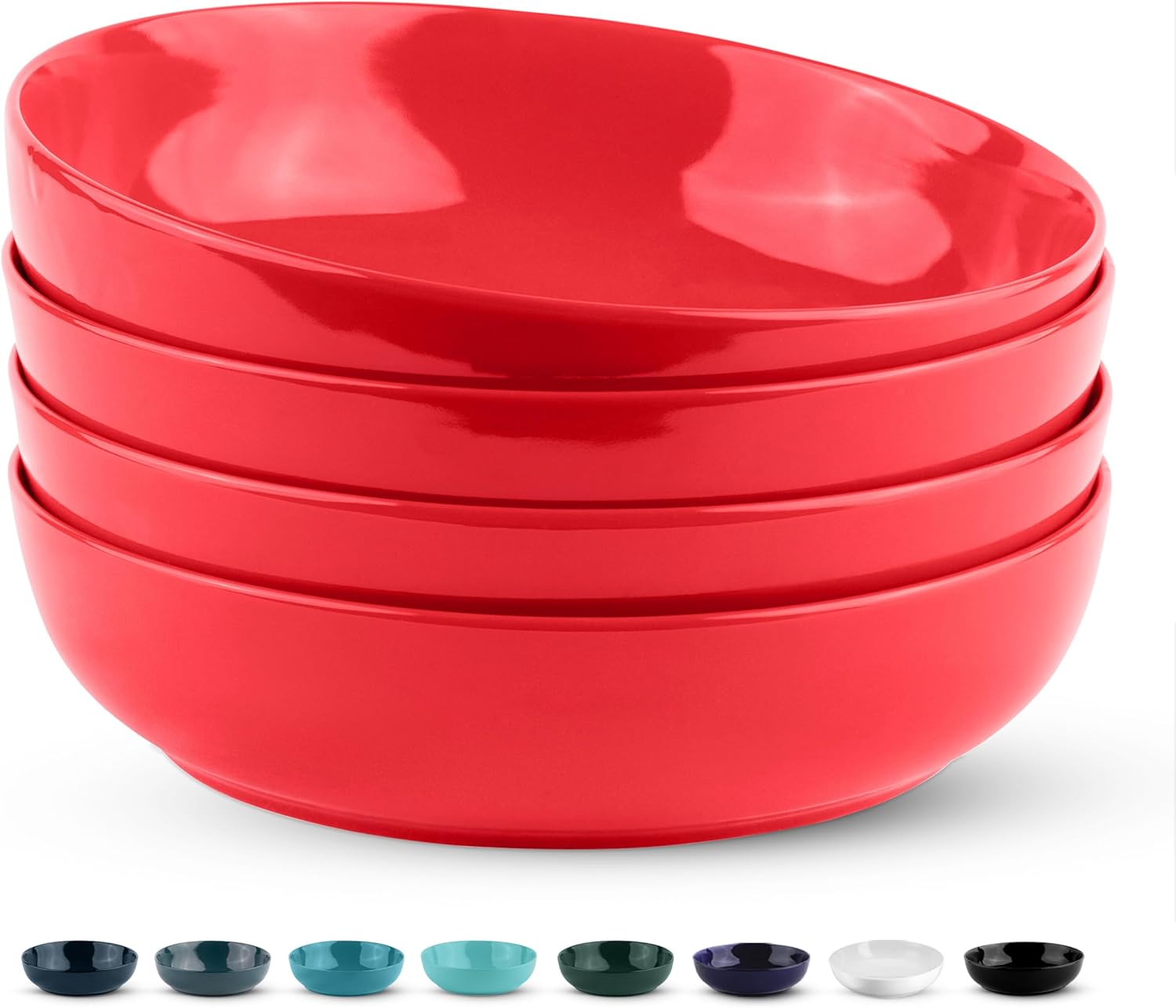 KooK Pasta Bowl Set of 4 - Large Capacity Ceramic Bowls