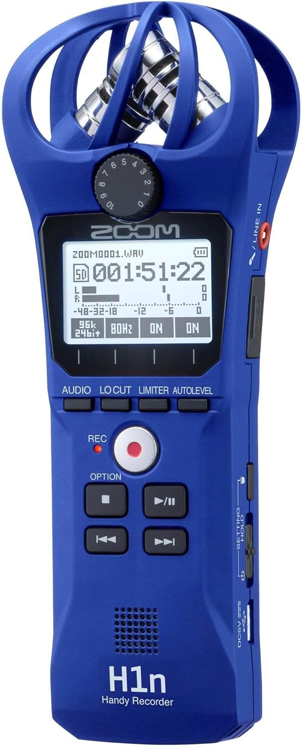Zoom H1n Handy Recorder Blue Edition for High-Quality Audio