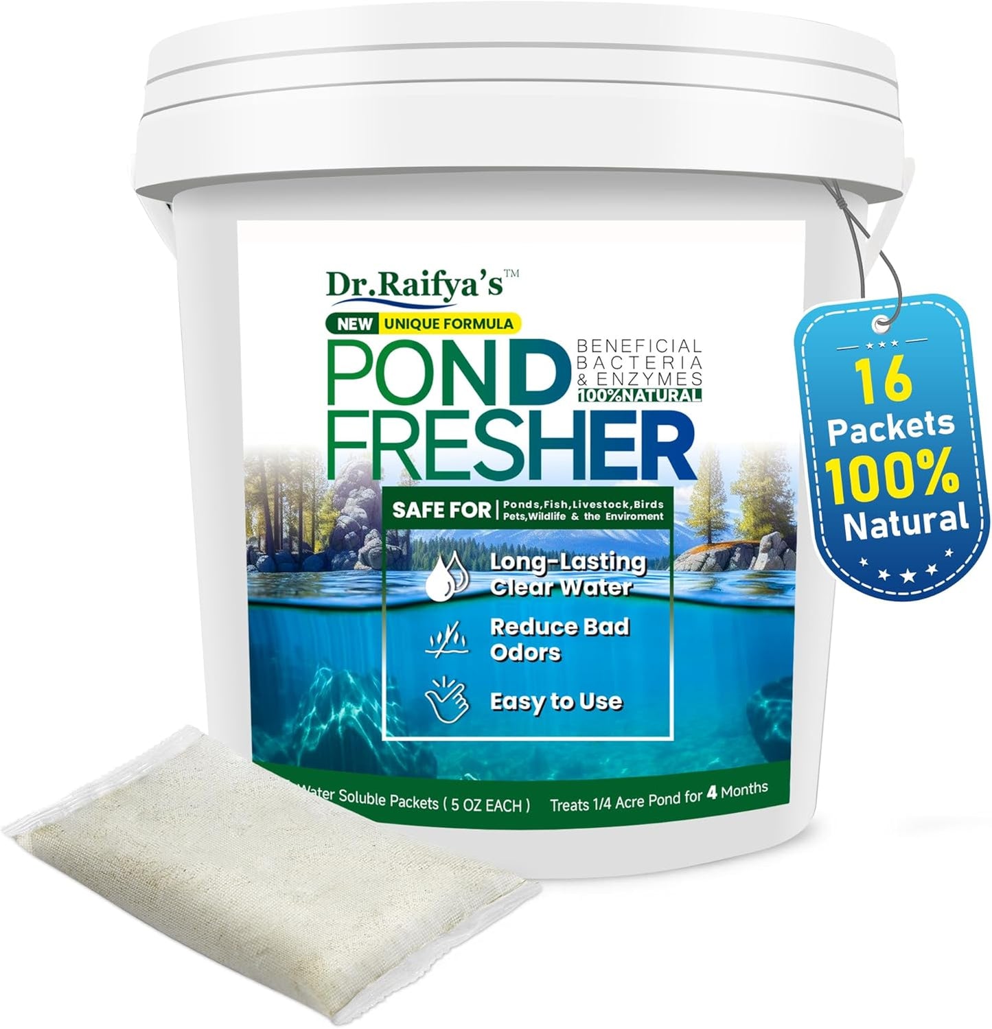 Dr. Raifya's Pond Fresher - Long-Lasting Water Treatment Packets