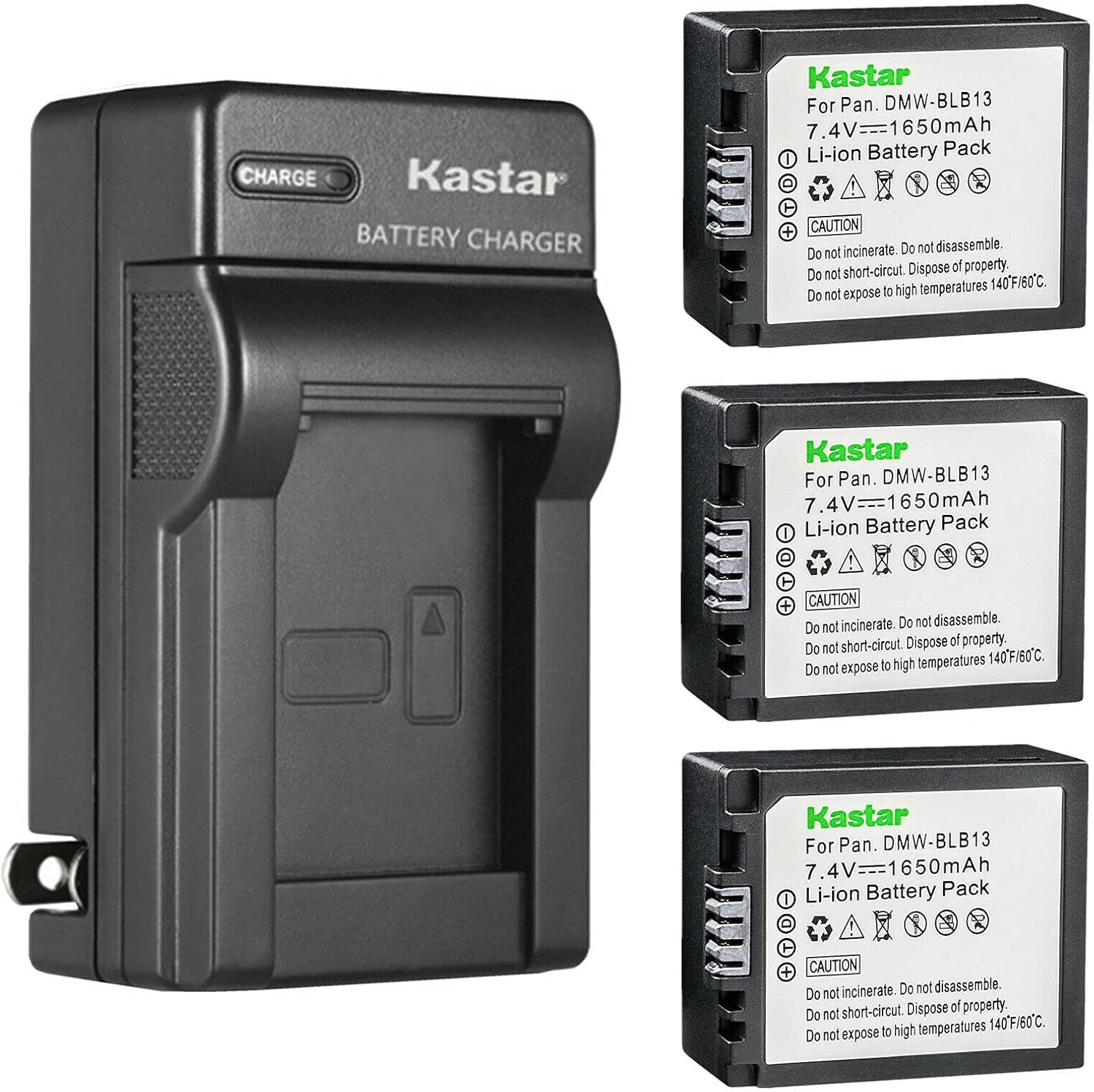 Kastar 3-Pack Battery and AC Wall Charger for Panasonic Lumix