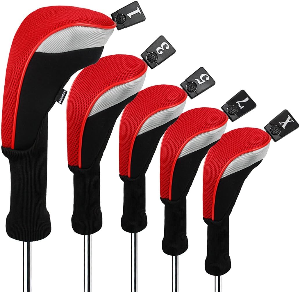 Andux 5pcs Set Mesh Golf Club Head Covers for 460cc Drivers