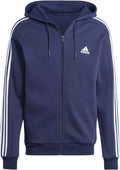 adidas mens Essentials 3-stripes Fleece Full Zip Hoodie (Style QHVR)