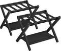 SONGMICS Luggage Rack Set of 2 - Folding Suitcase Stand with Shelf