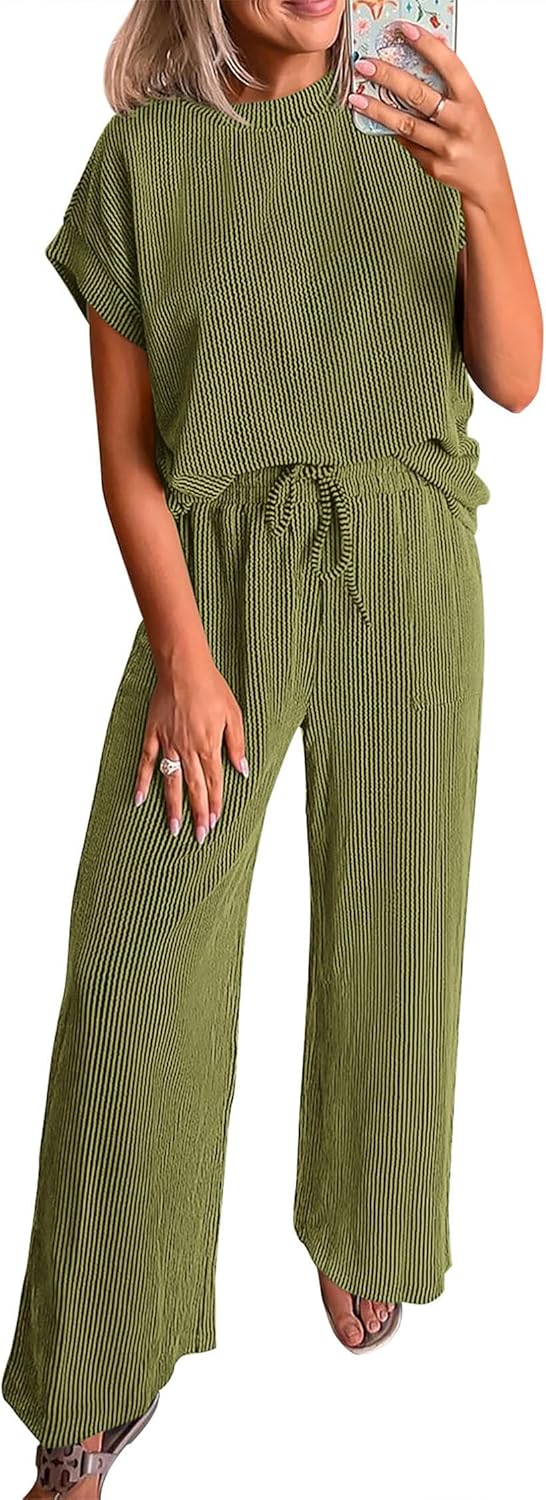 KIRUNDO Summer Sets Women 2 Piece Outfits for Casual Style