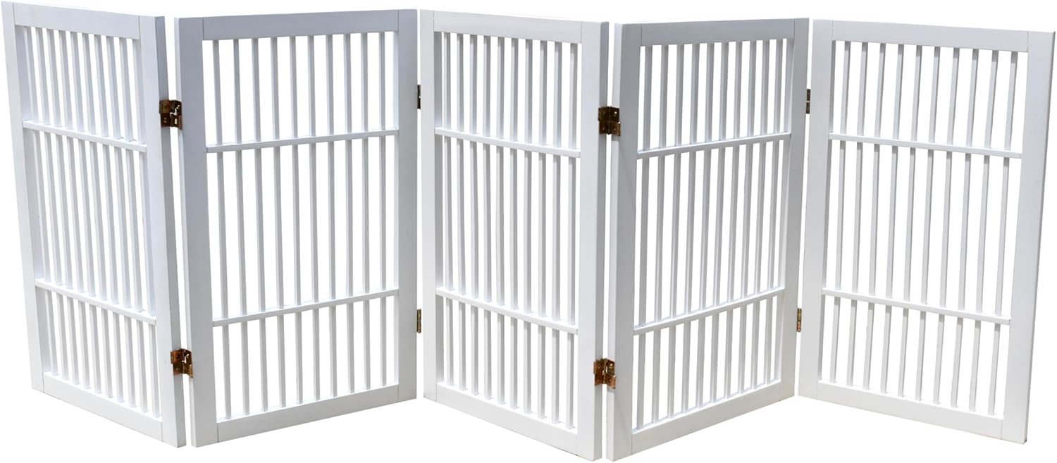 Freestanding Wooden Pet Dog Gate for Indoor and Outdoor Use