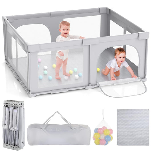 Joyibay Baby Playpen 71x60 Foldable Playpen with Play Mat