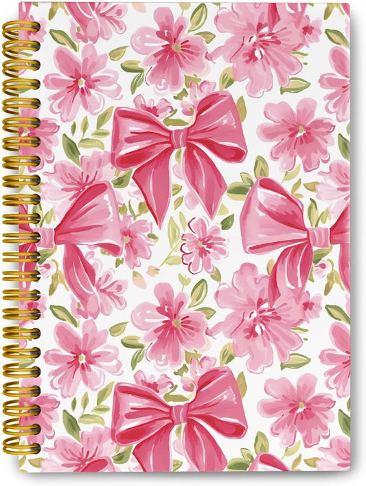 Chic Coquette Pink Bow Spiral Notebook - Perfect for Maximalist Journaling!