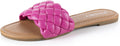 Womens Flat Sandals with Braided Strap Slip On Slides - Comfortable