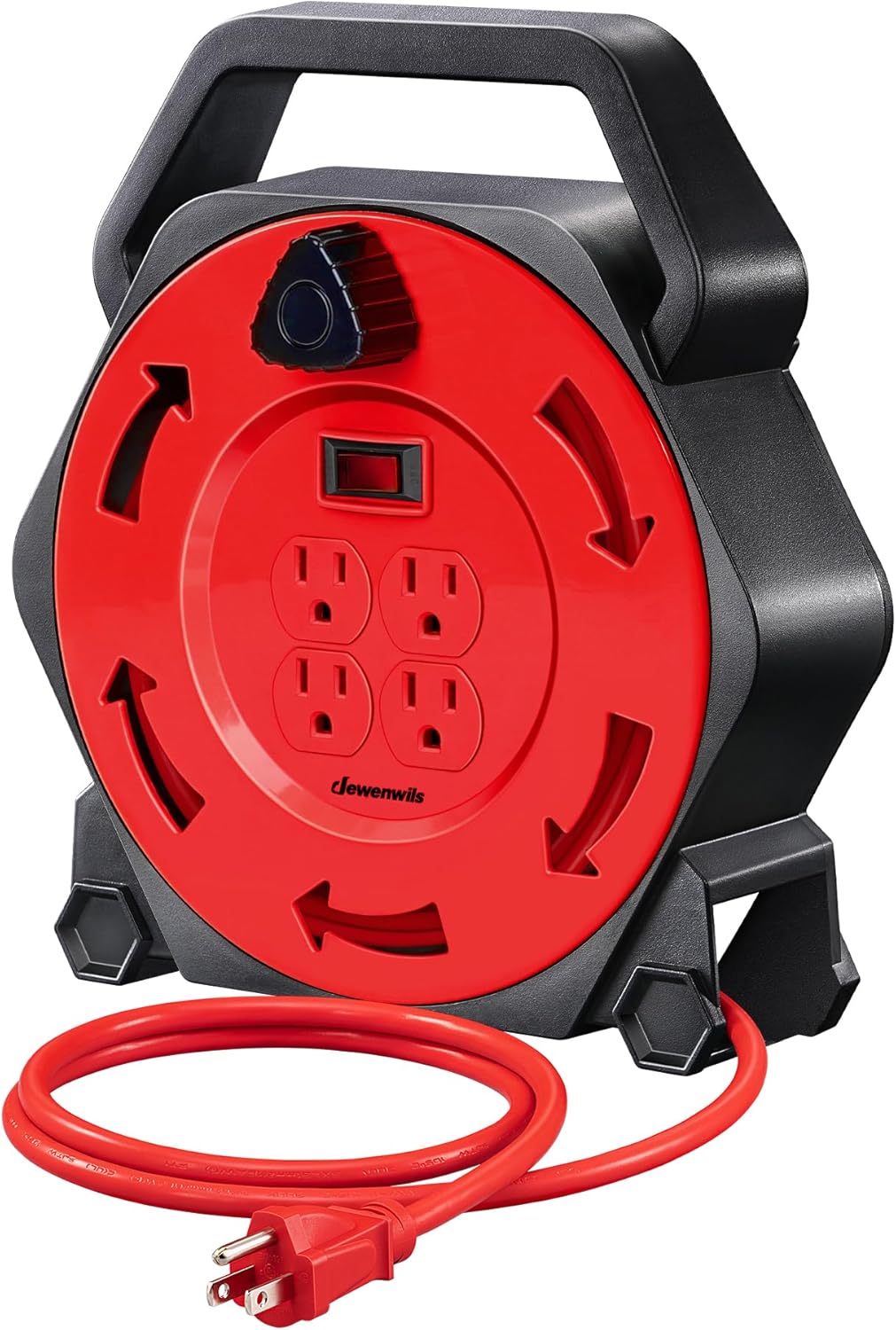 DEWENWILS 25 FT Extension Cord Reel with 4 Outlets and Breaker