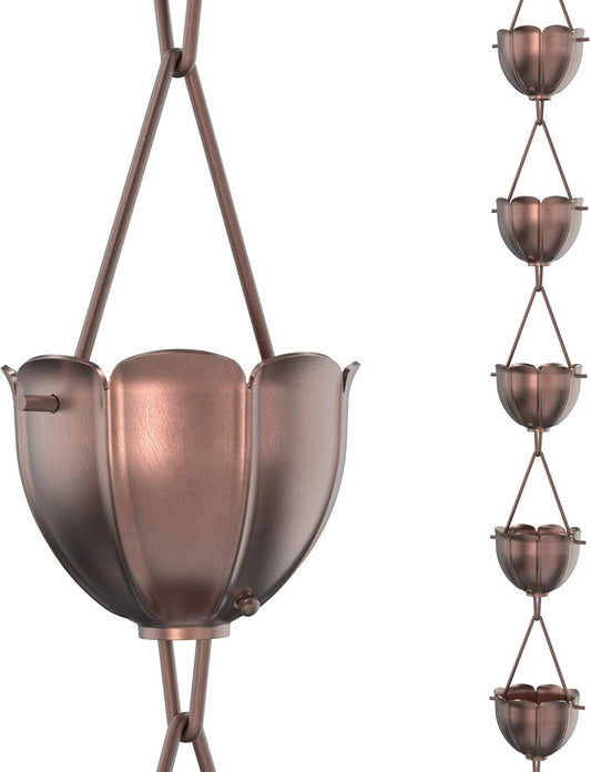 Rain Chains Direct Rain Chain - 8.5 Feet of Pure Copper Beauty