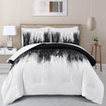 Ombre Black White Comforter Set King Size - 7 Piece Boho Bedding
