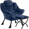 Lazy Chair with Folding Ottoman Plush Navy - Comfortable Reading