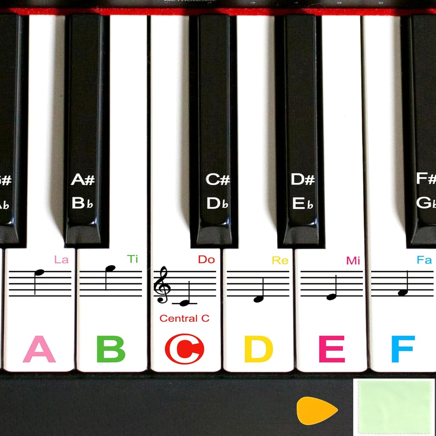 Colorful Transparent Piano Key Stickers - Easy Learning