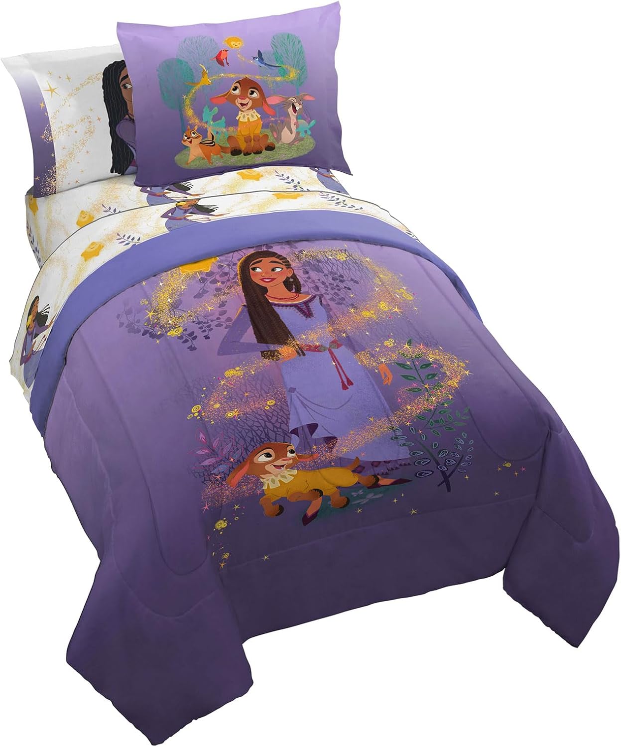 Disney Wish Twin Comforter Set - 5 Piece Kids Bedding Set