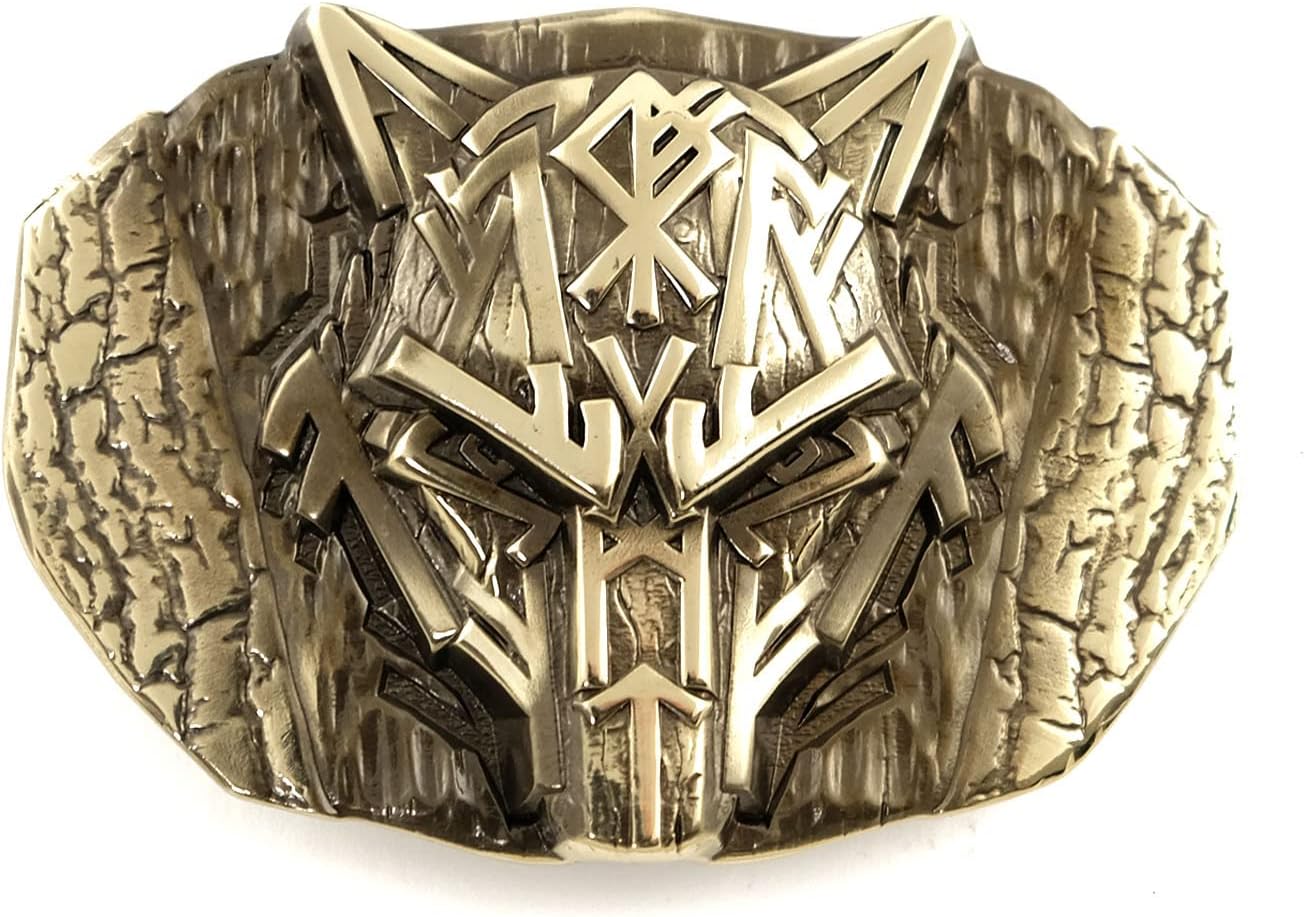 Runic Wolf Belt Buckle for Casual Wear - Scandinavian Design