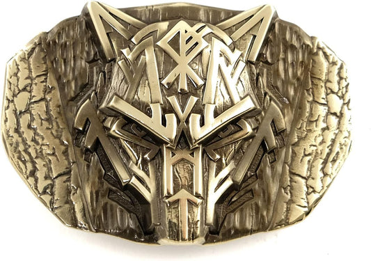 Runic Wolf Belt Buckle for Casual Wear - Scandinavian Design