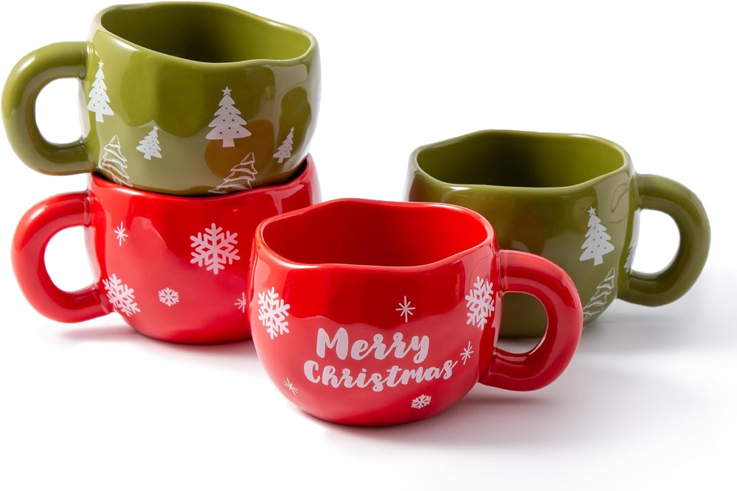 Cute Ceramic Coffee Mug Set for Holiday Cheer and Joy