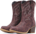 IXU Cowboy Boots for Women Wide Suede Ankle Western Mid Calf
