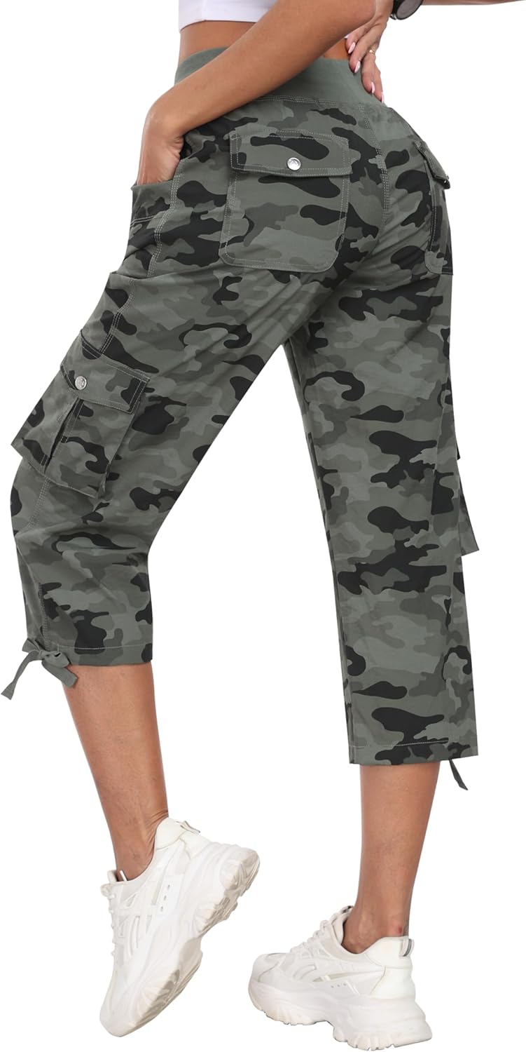 MoFiz Women's Cargo Capris Hiking Pants for Outdoor Activities