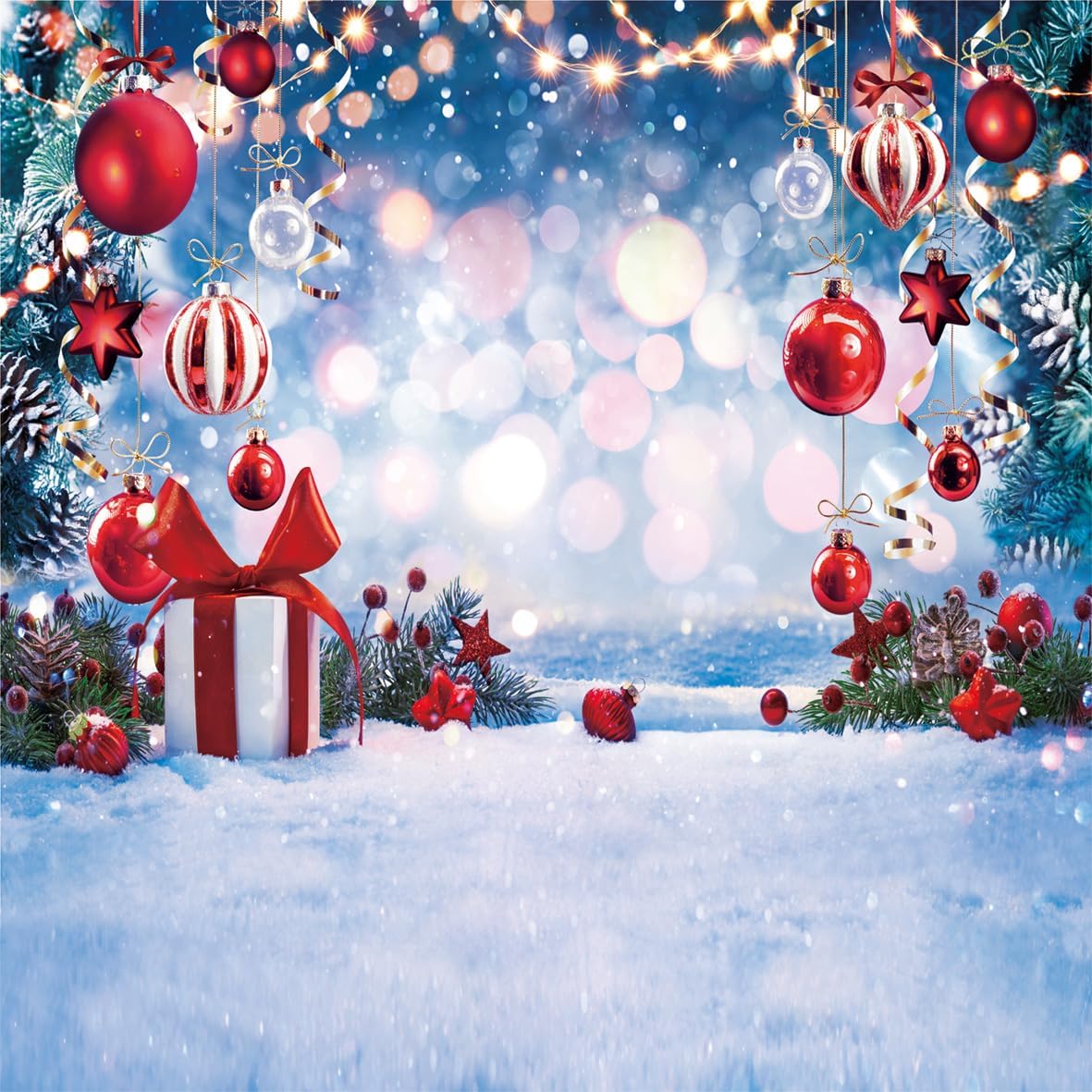 8X8ft Christmas Backdrop for Winter Wonderland Photography
