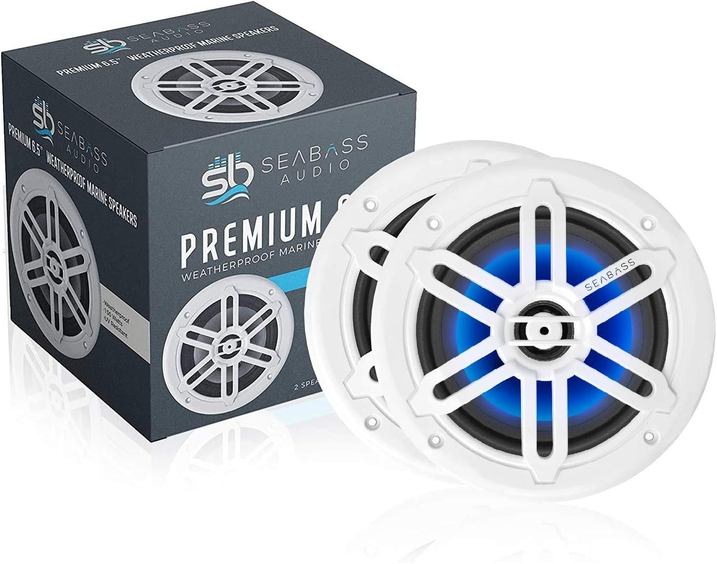 SEABASS Premium 6.5 Marine Speakers - LED Lighting Boost
