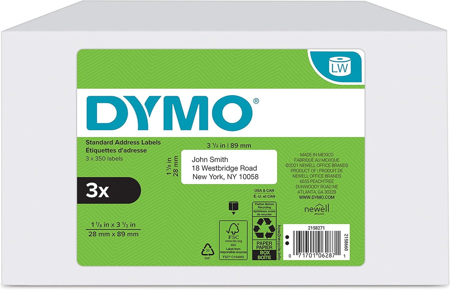 DYMO LW Mailing Address Labels for LabelWriter Printers, 1050 Total