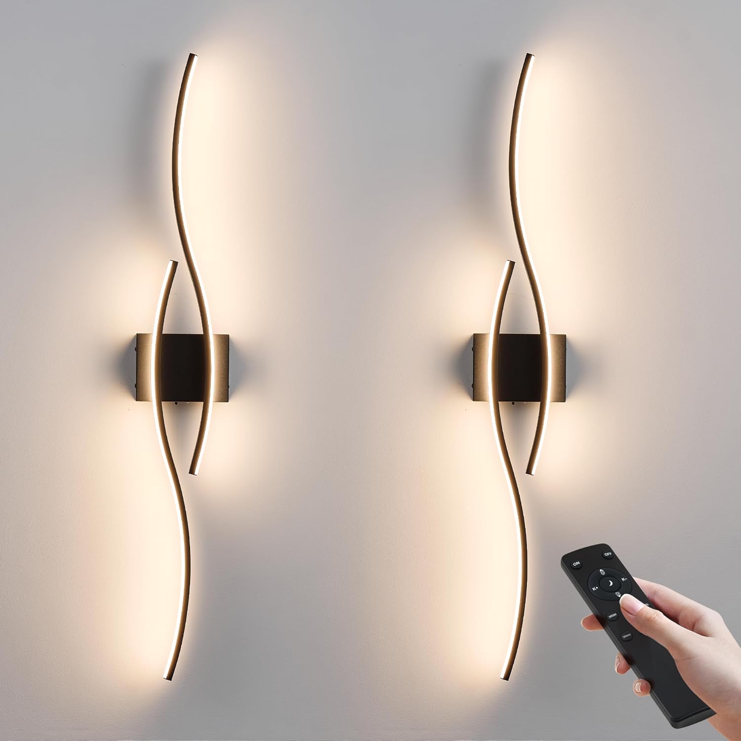 Battery Operated Wall Sconces Set of Two with Remote Control
