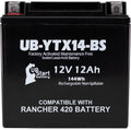 YTX14-BS Replacement for Honda Rancher 420 Battery - Reliable 12V 12AH