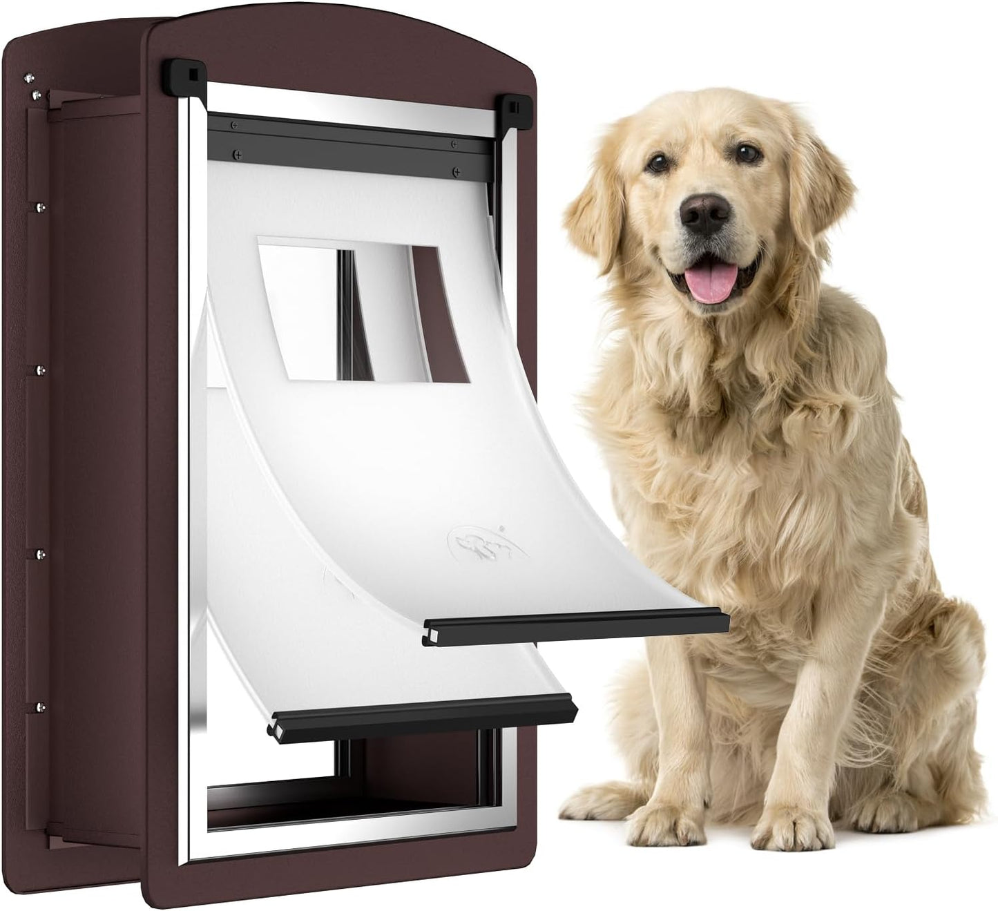 Large Dog Door for Wall with Double Lock Panels and Steel Frame