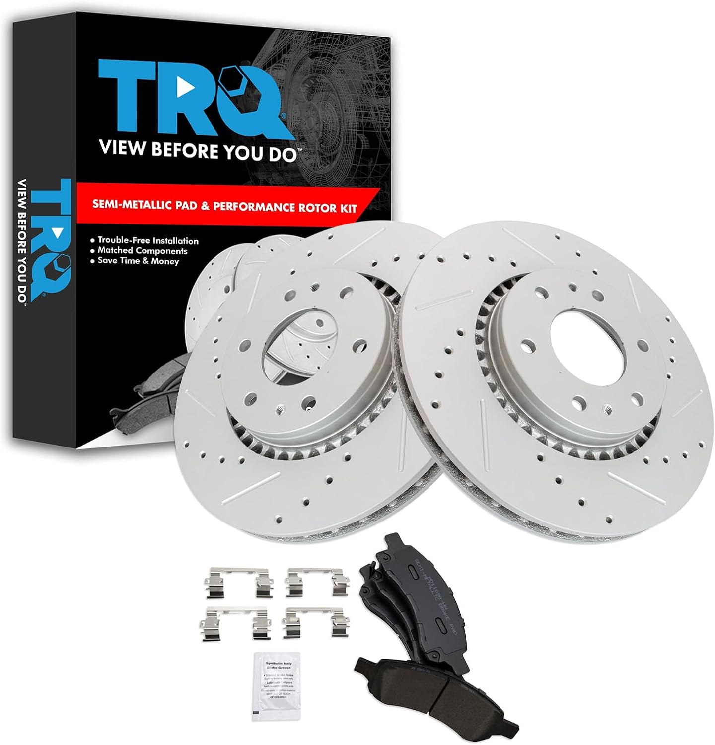TRQ Front Brake Pad Performance Rotor Kit for Chevy Trailblazer