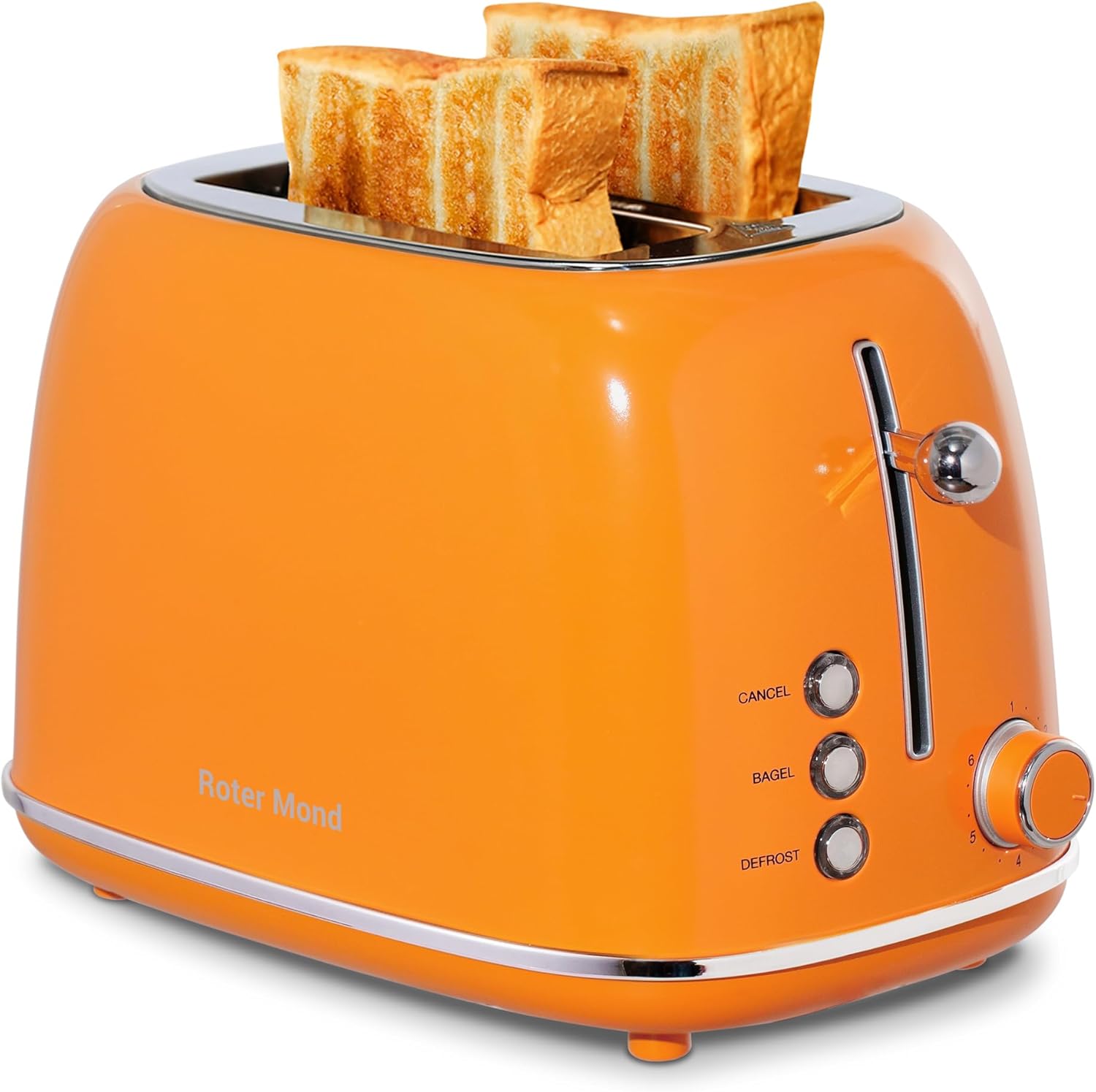 Roter Mond 2 Slice Toaster Retro Stainless Steel with Bagel Function