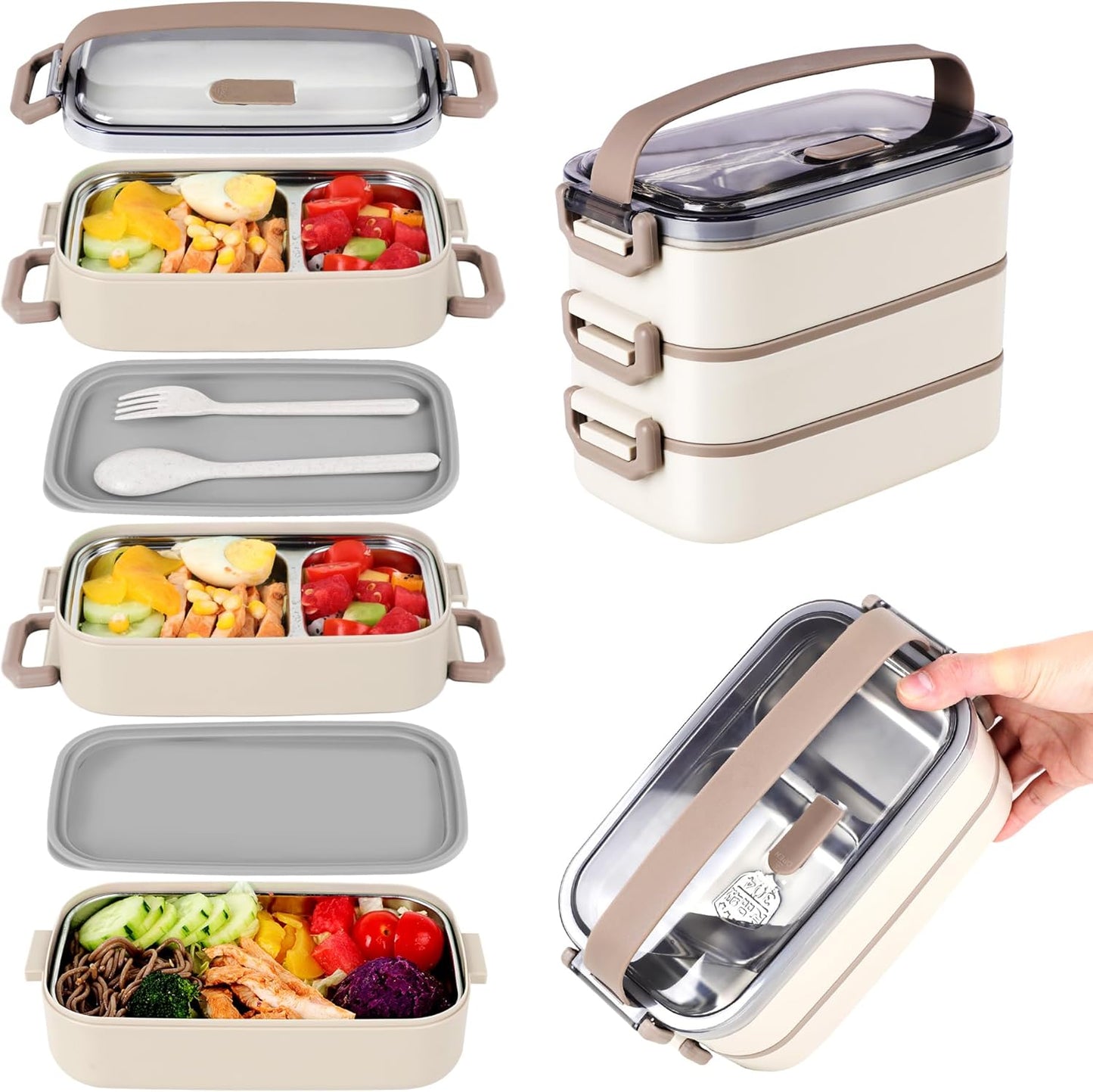 Bento Lunch Box for Kids and Adults, 47oz 2-Compartment Design
