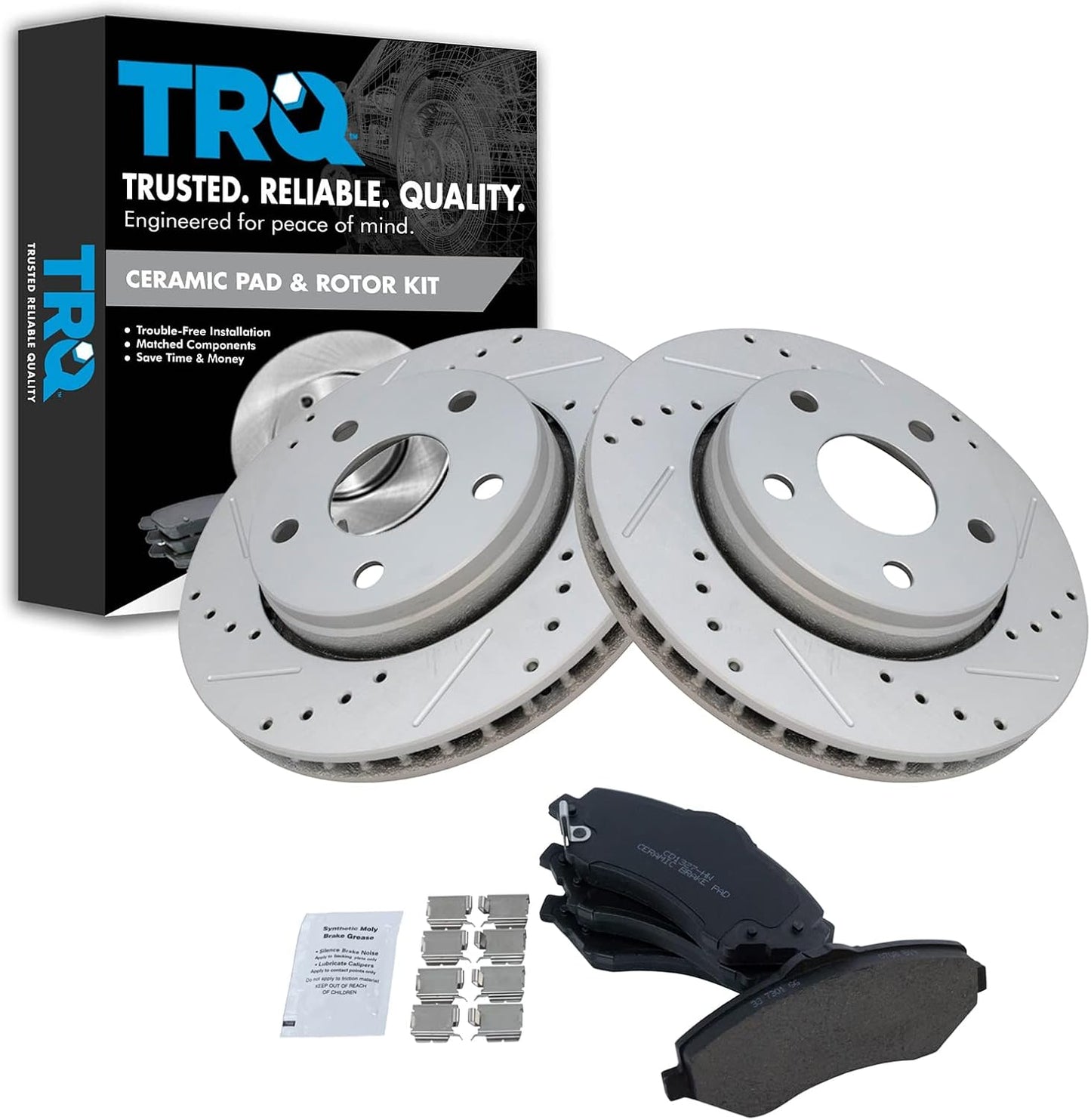 TRQ Front Performance Brake Pad & Rotor Kit for Jeep Wrangler