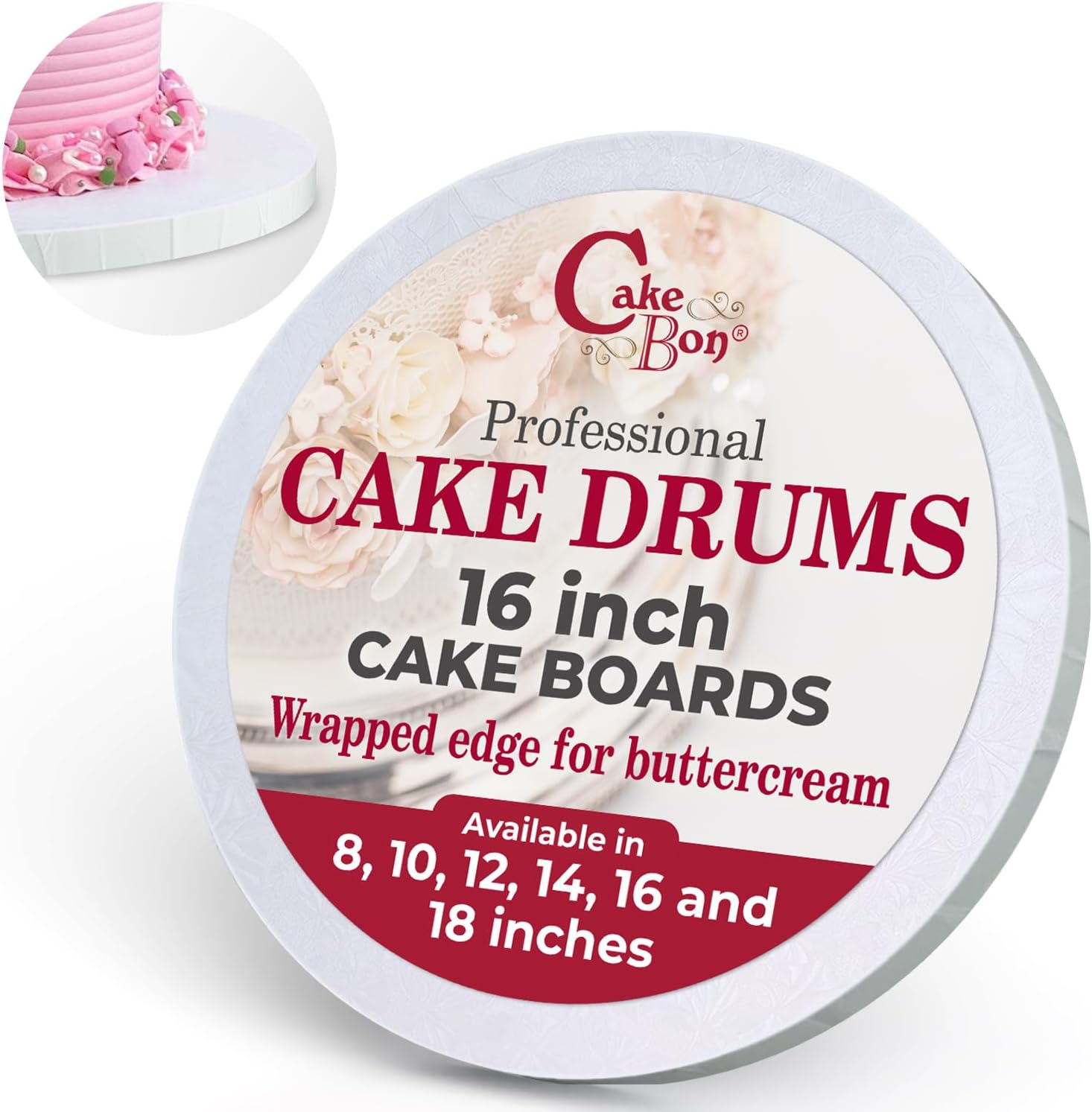 16 Inch Cake Boards - Sturdy 1/2 Thick Drums for Baking