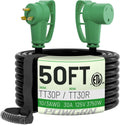 30 Amp RV Extension Cord 50 FT - Heavy Duty Outdoor Power Cord