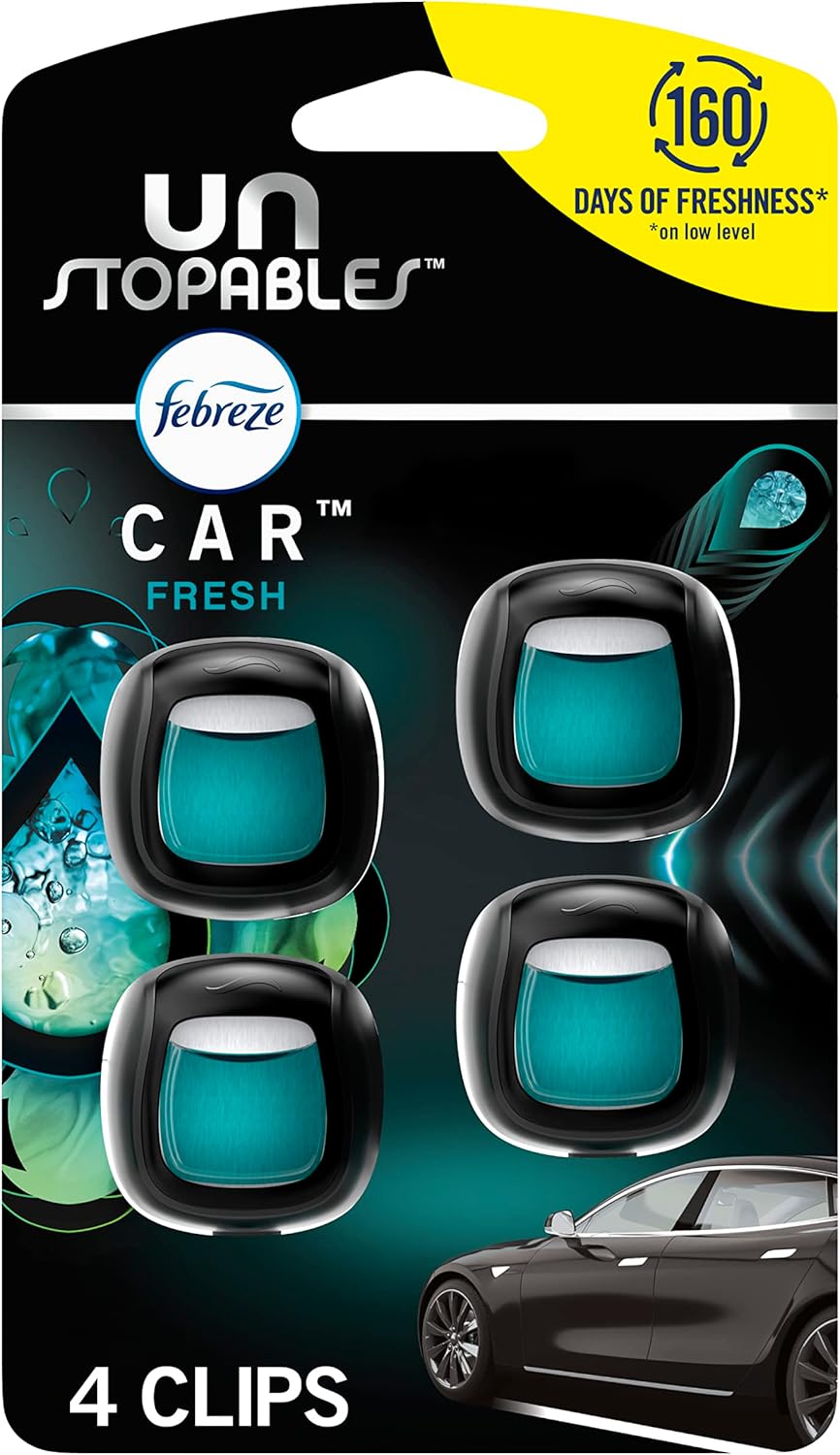 Febreze Unstopables Car Vent Clips x4 - Fresh Scent!
