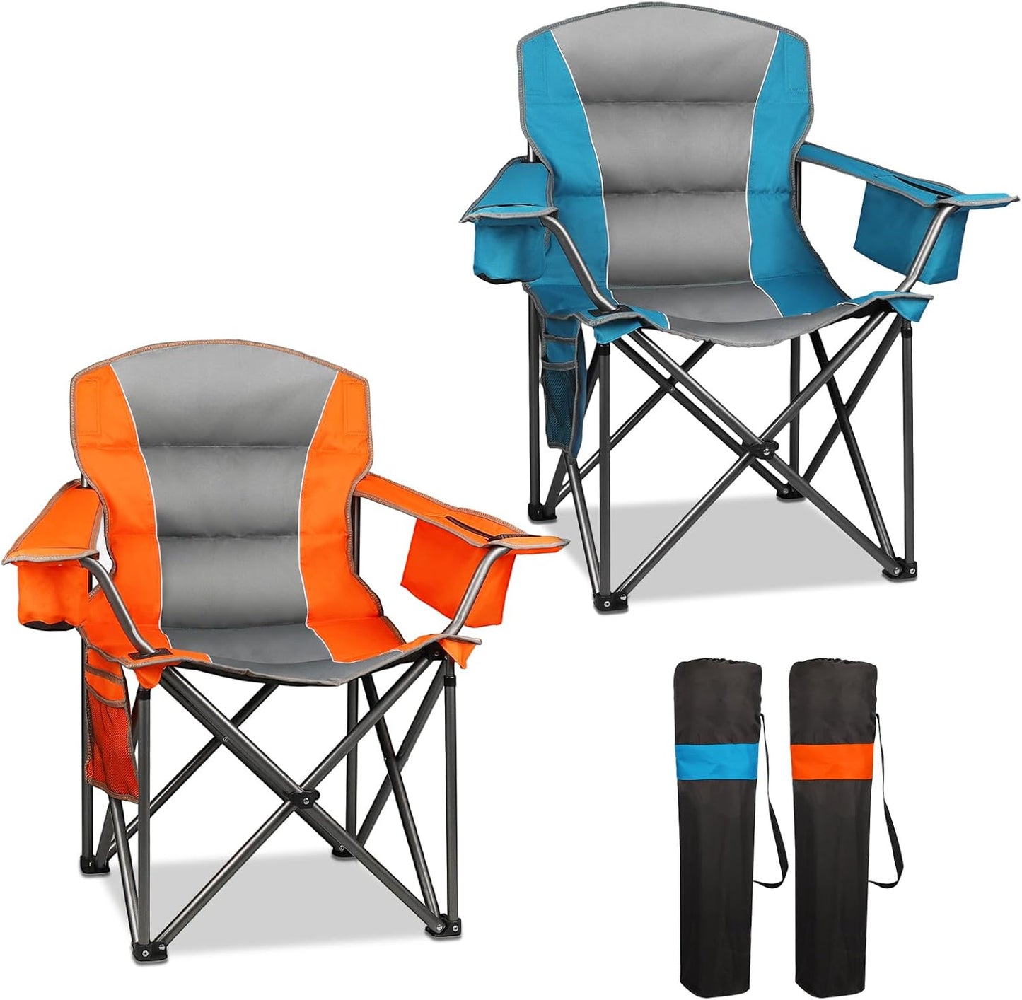 Oversized Camping Chair Set with Cooler Bag & Cup Holder