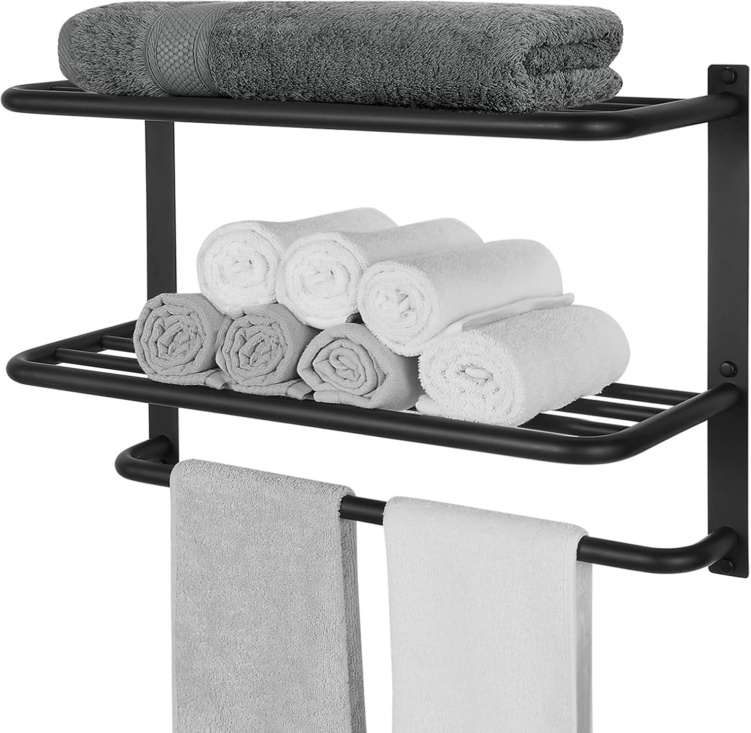 DEWVIE 23 Inch Towel Rack for Bathroom - Matte Black