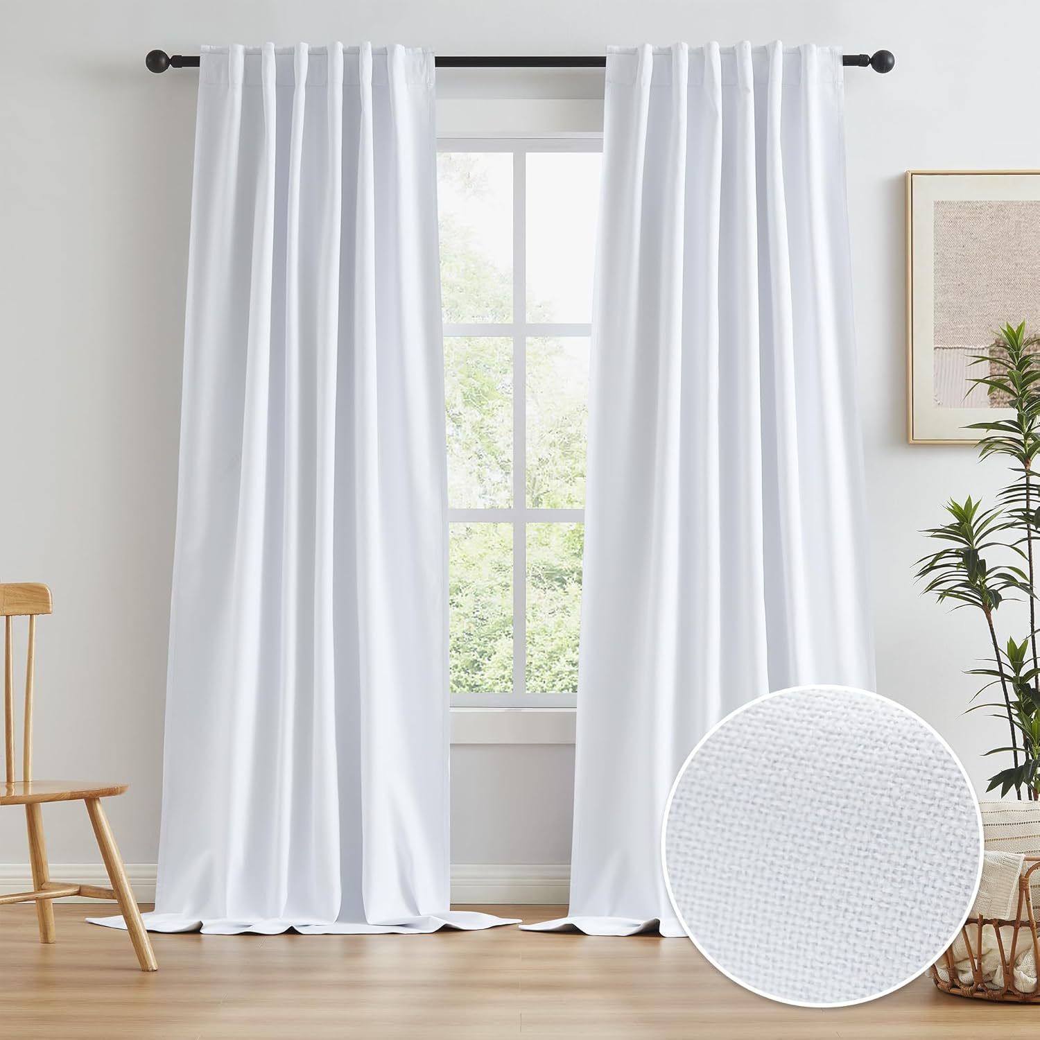 Blackout Linen Look Sliding Door Curtains for Complete Privacy